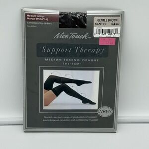 Nice Touch Support Therapy Med Toning Opaque Lycra Leg Brown Size‎ B Thi- High